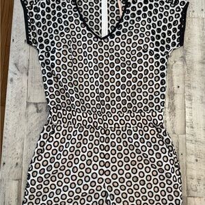 J. Crew Black and Cream Circle Pattern romper polka dot size 0